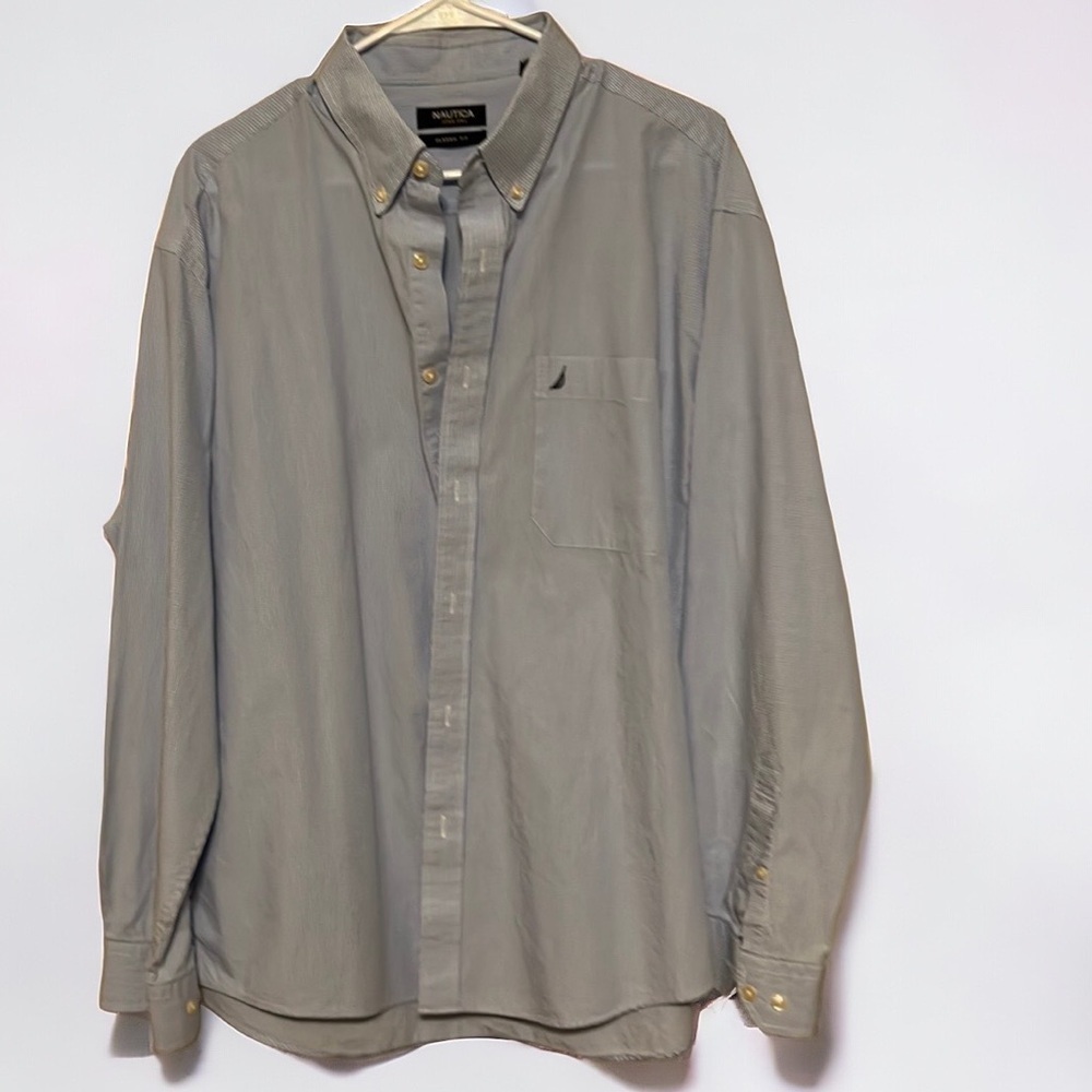 Nautica classic fit shirt, blue check, sz 17 1/2, 34/35